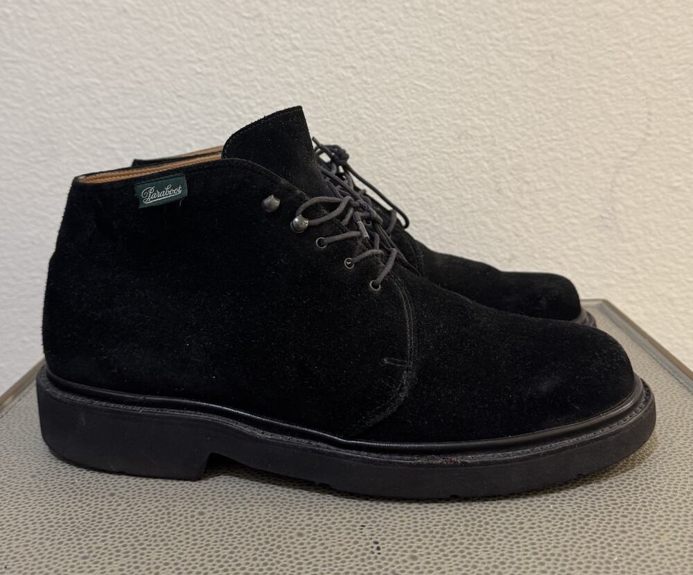 Paraboot France Black Suede Ankle Chukka Lace Up Boots Dress Shoes 9.5 K (10.5)